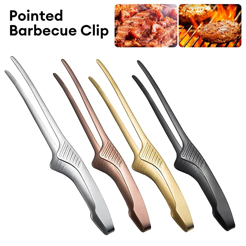 BBQ Stainless Steel Food Tongs Barbecue Clip Kitchen Food Meat Clip Non-slip Non-Stick Steak Clamp Cooking Tool For Grill Baking