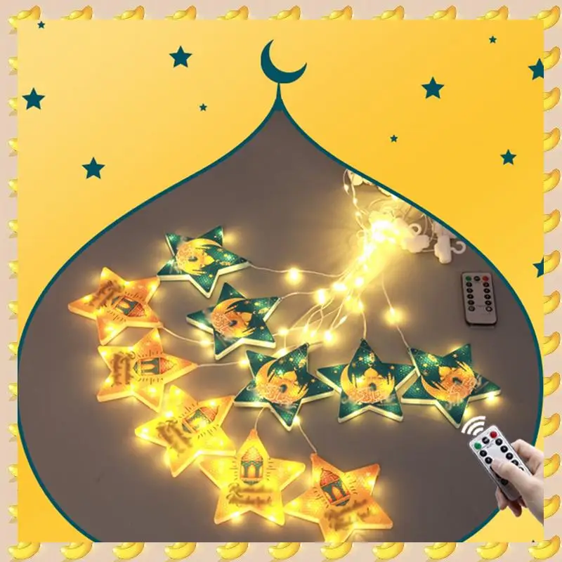 

EID Mubarak Ramadaled Star Moon Colored Lights Strings Indoor Ambiance Decoration Hanukkah Battery Pack Curtain Light, Durable