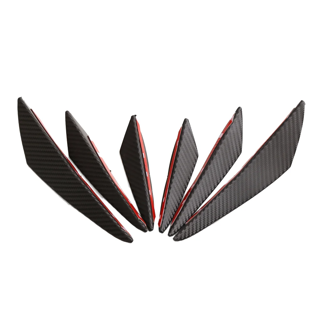 

6PCS Universal PP Surface Car Bumper Front Lip Splitter Wrap Angle Spoiler (Carbon Fiber Pattern)