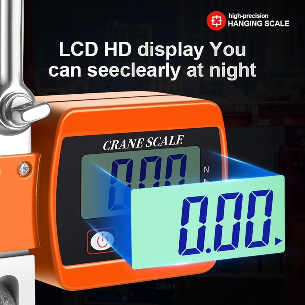 LCD Digital Display Crance Scale 0.05-500kg Portable Industrial Electronic Heavy Duty Weight Hook Crane with Unit Change Functio