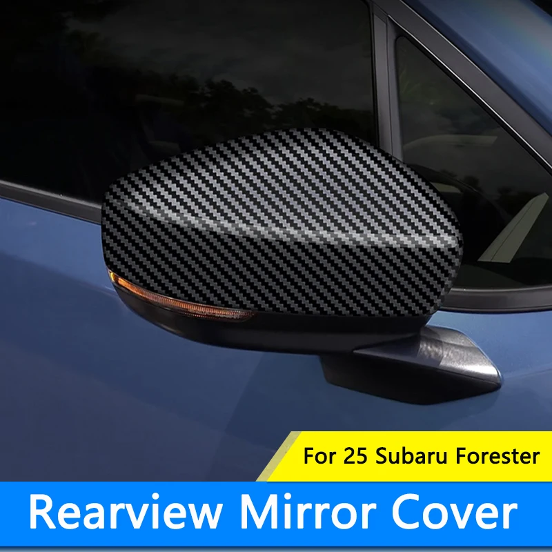 qhcp-car-rear-view-mirror-cover-trim-abs-rearview-mirror-protective-cover-cap-fits-for-subaru-forester-2025-exterior-accessories