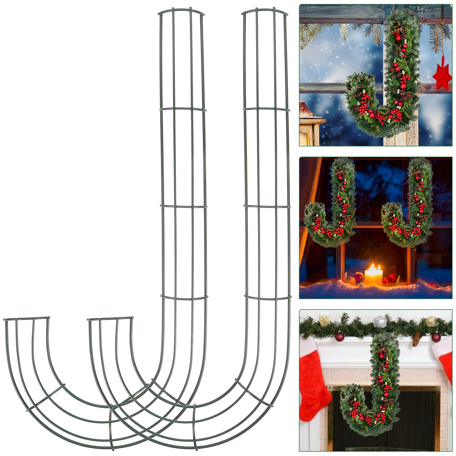 

2 Pcs Balloon Christmas Wreath Decoration Baby Tree Ribbon Iron Candy Cane Frame