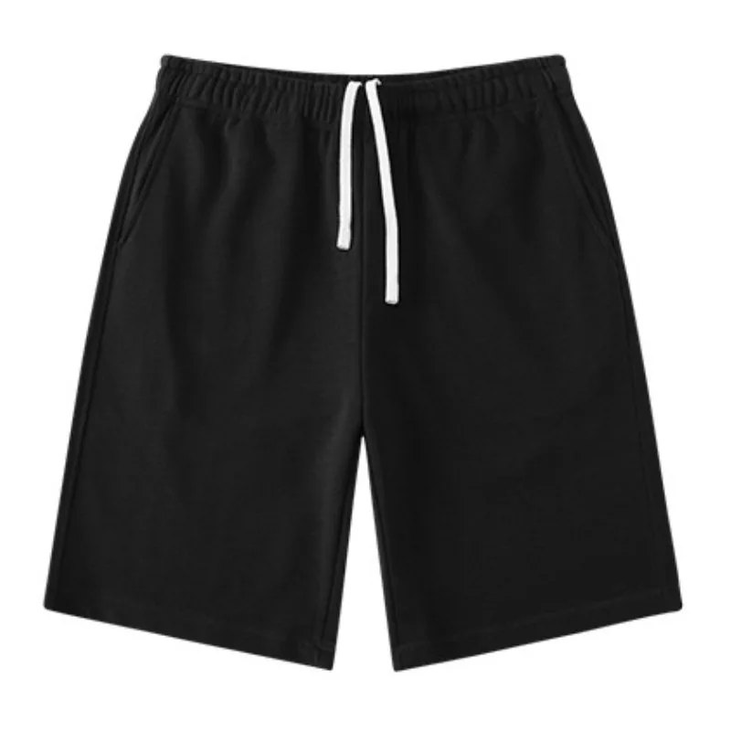 

Solid color simple loose elastic waist men's autumn temperament versatile pure cotton shorts