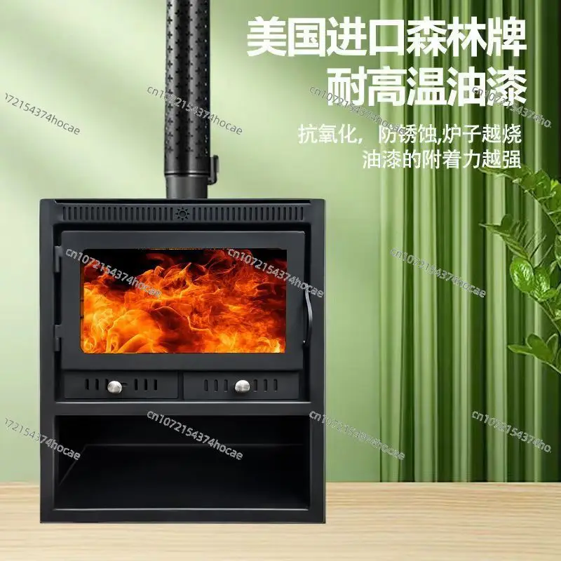 Real fire wood fireplace firewood firewood household heating living room interior decoration heating stove rural villa B & B