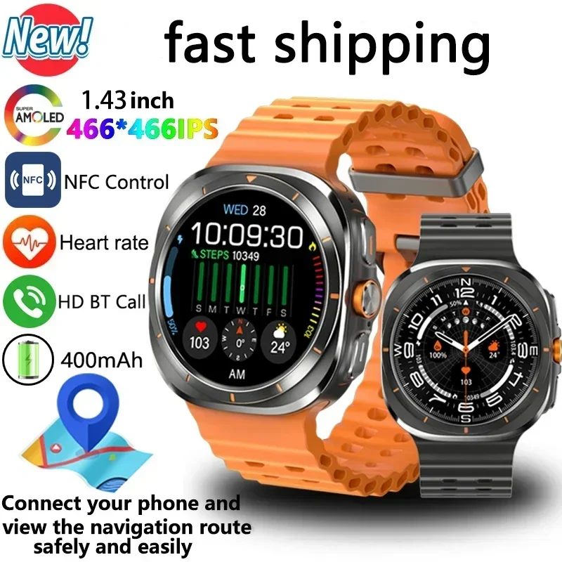 2024 New Ultra Smartwatch GPS Tracking Amoled Always Display Voice Assistant for Men Women.