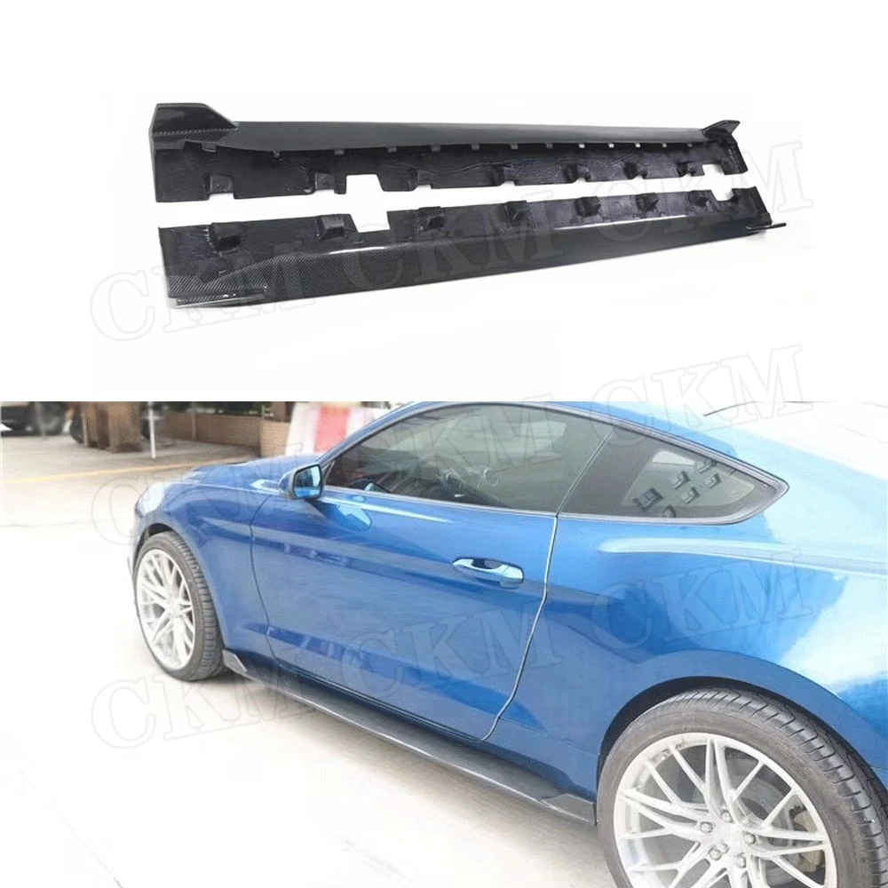 For Ford Mustang 2015 2016 2017 Carbon Fiber/FRP Prime Side Skirts Door Bumper Guard 2PCS/Set Car Styling