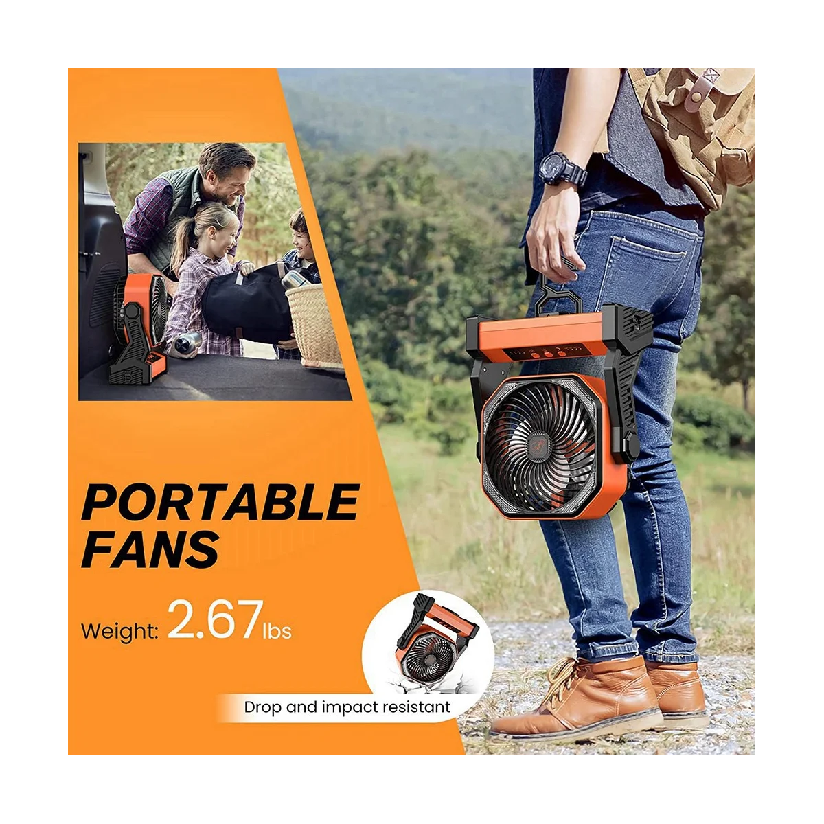 Portable Fan for Travel, 20000MAh Rechargeable Battery Powered Fan, High-Velocity Camping Fan