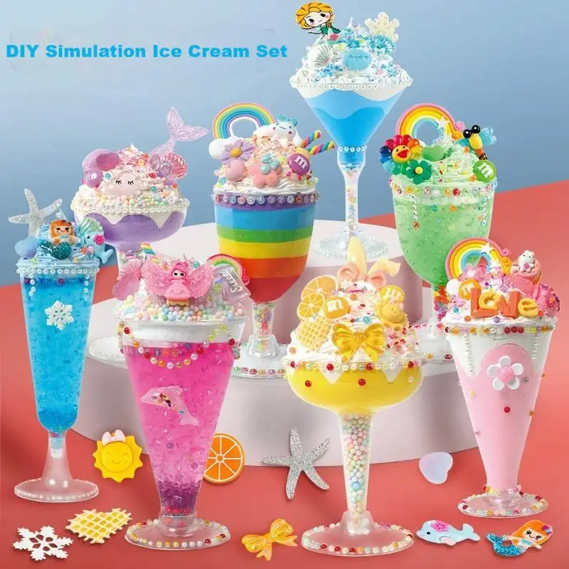 Craft Kits DIY Ice Cream Cup Decor Dessert & Crafts for Kids Ice Cream Cone Props for Fake Food Display Birthday Gifts for Girls