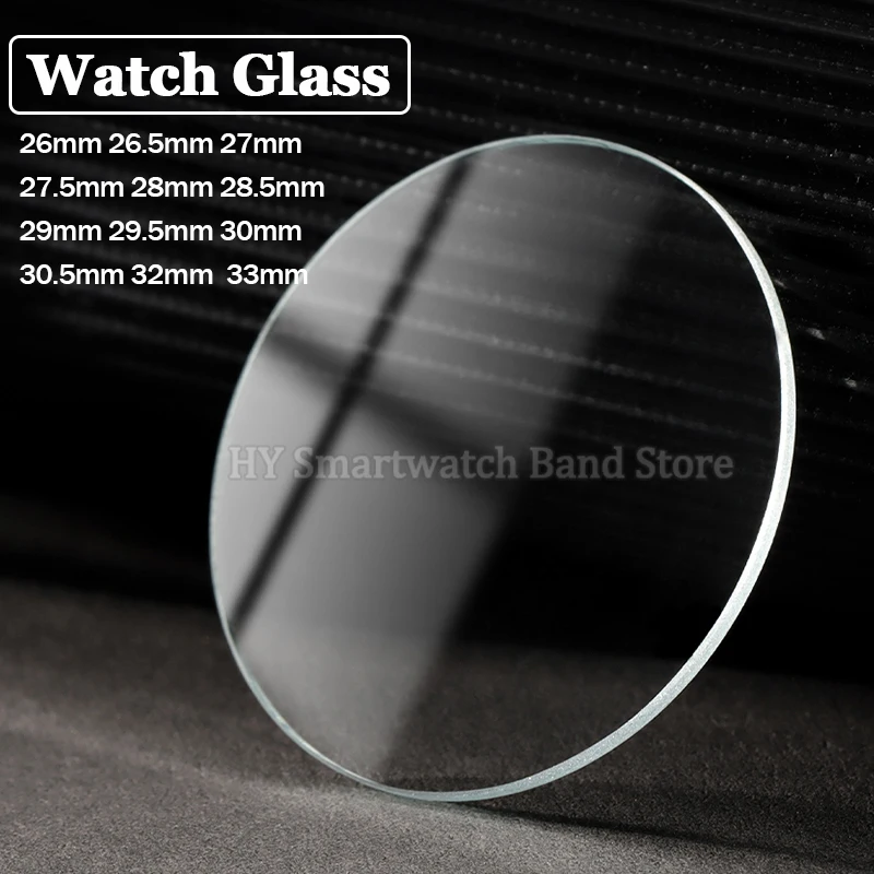 2pcs 1.0mm Thick Universal Watch Glass Smart Watch Screen Protective Film Plane Mirror Diameter 26mm 27mm 28mm 29/30mm 32mm 33mm