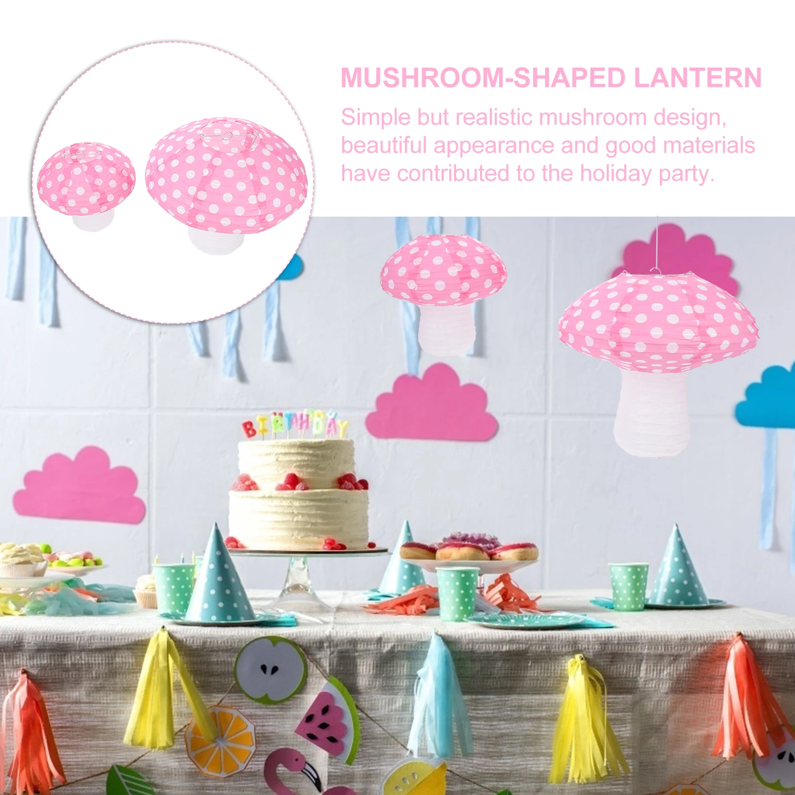 

2 Pcs Lantern Decoration Indoor Lanterns Decorative Mushroom Paper Hanging