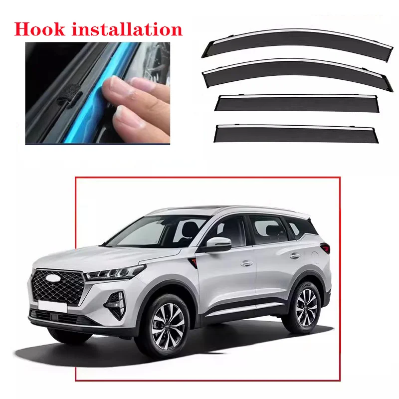 

FOR Chery Tiggo 7 PRO 2020-2024 Window Visors Rain Guard Windows Rain Cover Deflector Awning Shield Vent Guard Shade Cover Trim