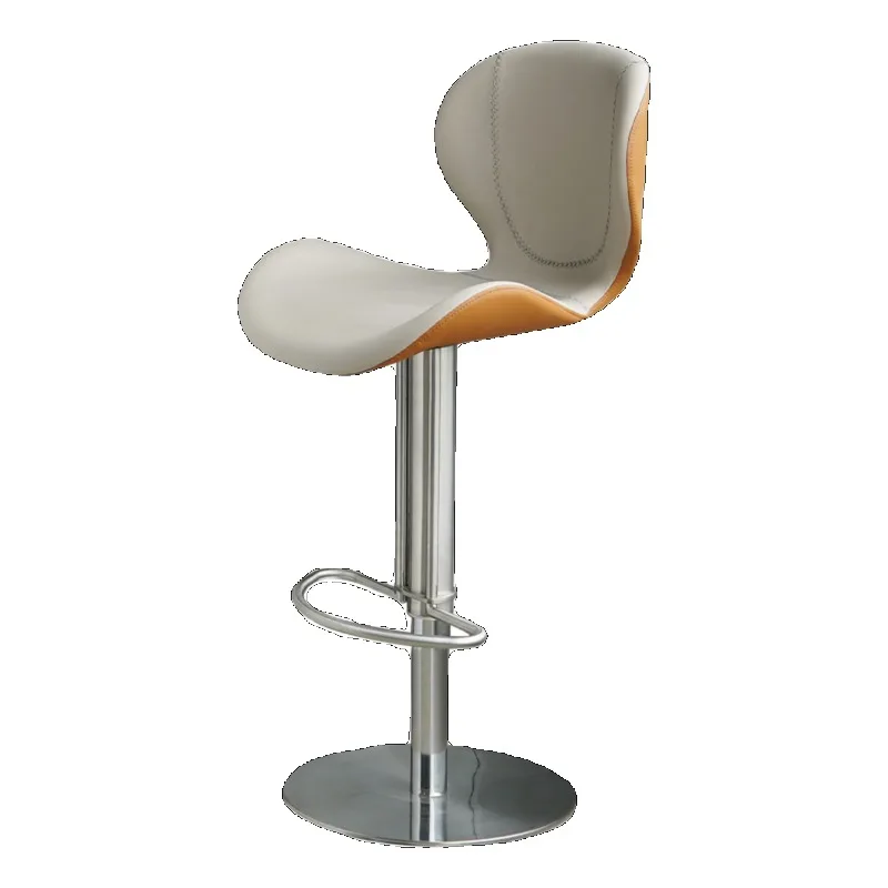 Counter Ergonomic Metal Bar Chair Luxury Nordic Leather Bar Chair Elegant Modern Swivel Modern Backrest Taburete Alto Furniture