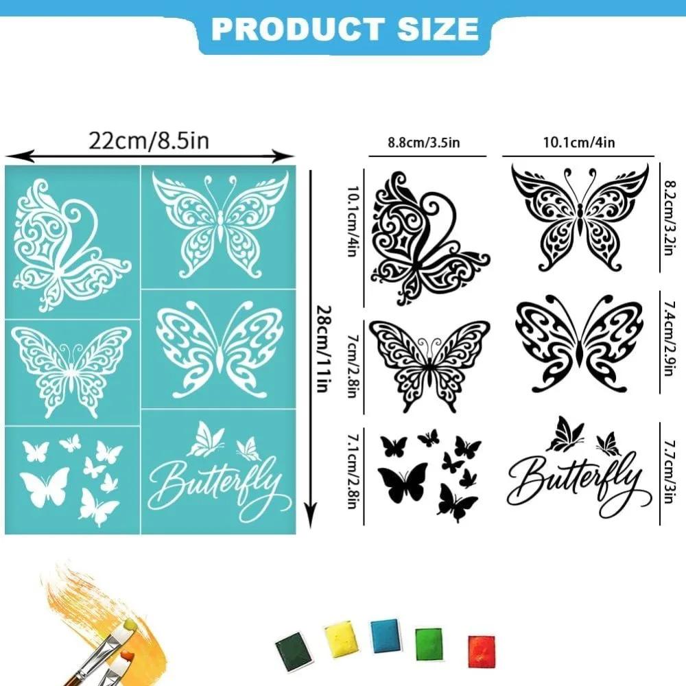2 Sheets Butterfly Silk Screen Stencils 8.7 x 11 Inch Self-Adhesive Silk Screen Printing Stencils Reusable Mesh Stencil
