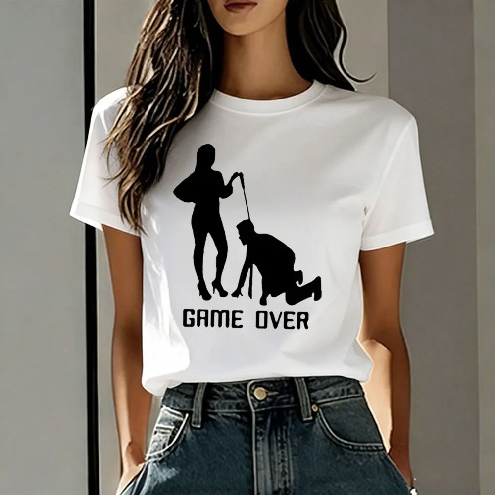 Game Over Bride Groom Tshirt Aesthetic Women Clothing Y2k Accessories Women Clothes Oversized T Shirt Ropa De Mujer