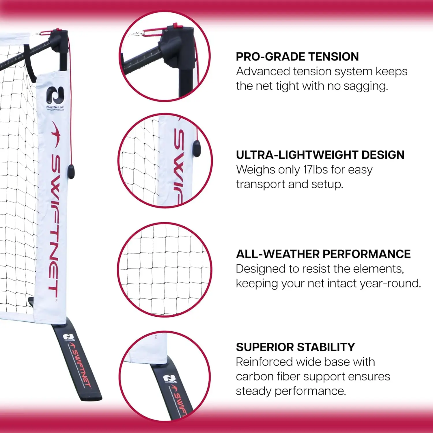 Portable Pickleball net System - Durable and Lightweight Pickle Ball Net for Indoor and Outdoor Use Pickleball Nets