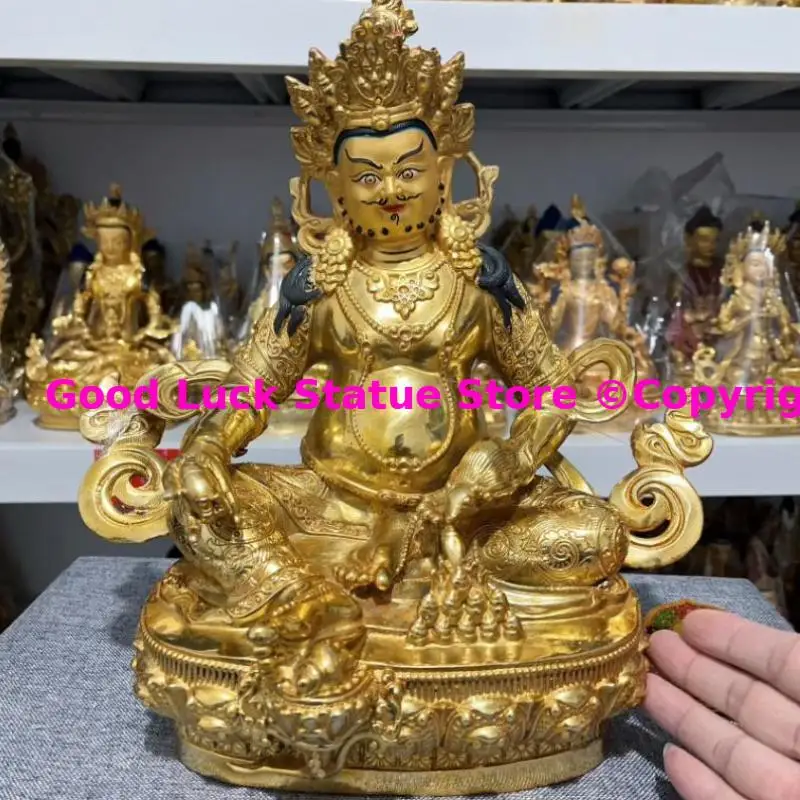 Discount 2025 gilding COPPER Tibet Buddhist good luck Yellow Jambhala fortune god Buddha statue bring money temple worship LARGE