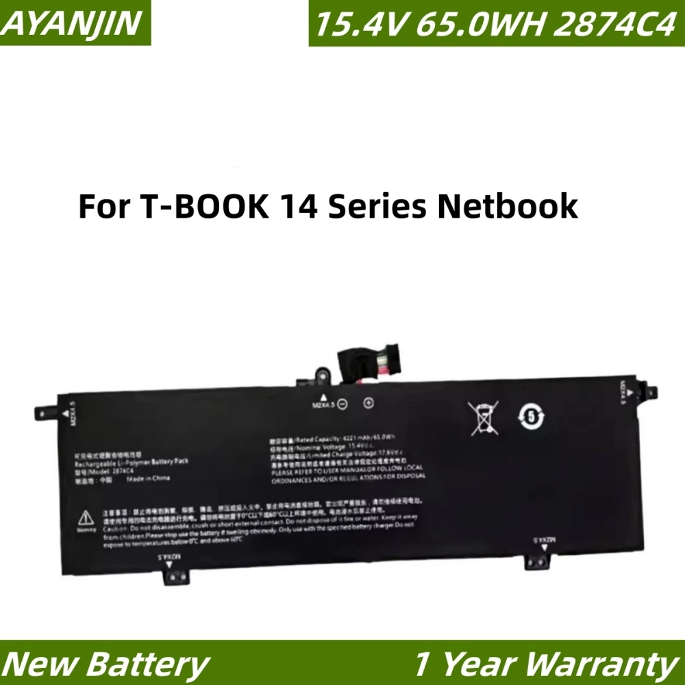 NEW 2874C4 15.4V 65.0Wh/4221mAh Laptop Battery For T-BOOK 14 Series Netbook