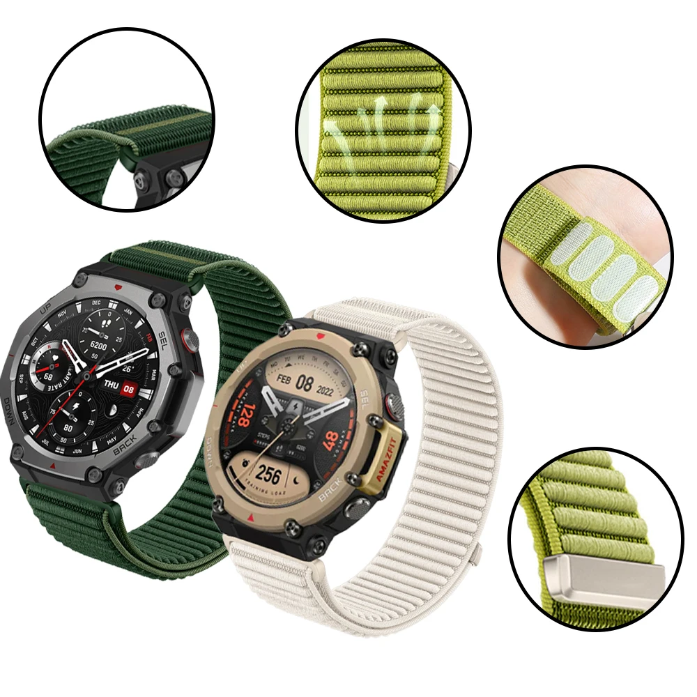 الفرقة ل Amazfit T-rex 3 2 1 الرياضة النايلون جديلة تنفس معصمه ل Amazfit T-rex 1 2 3 العالمي الرجال النساء الذكية الفرقة