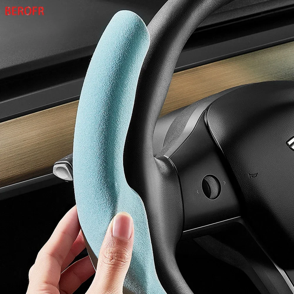 Car Suede Steering Wheel Cover  Sweat-absorbin  For Volvo S60 S90 XC40 XC60 XC90 V60 V90 C40 T5 T6 T8