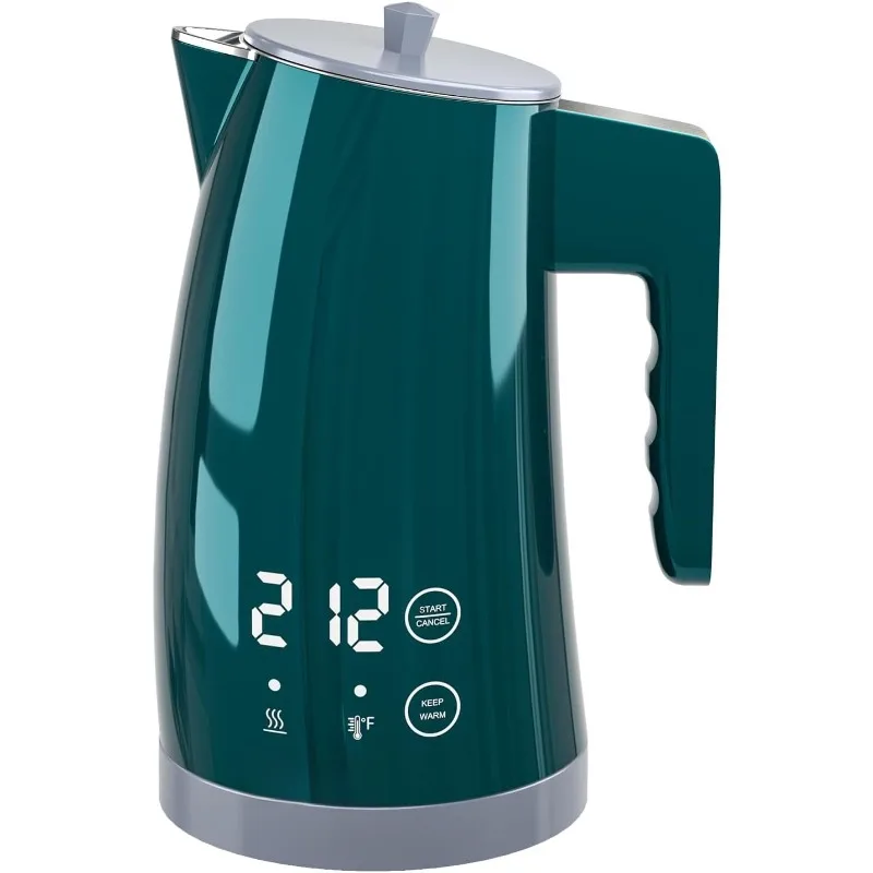 

Temperature Control Electric Kettle, 5 Temp Presets, 2H Keep Warm, 1.25L 1200W Fast Boil with LED Display, Cool-Touch Design wit
