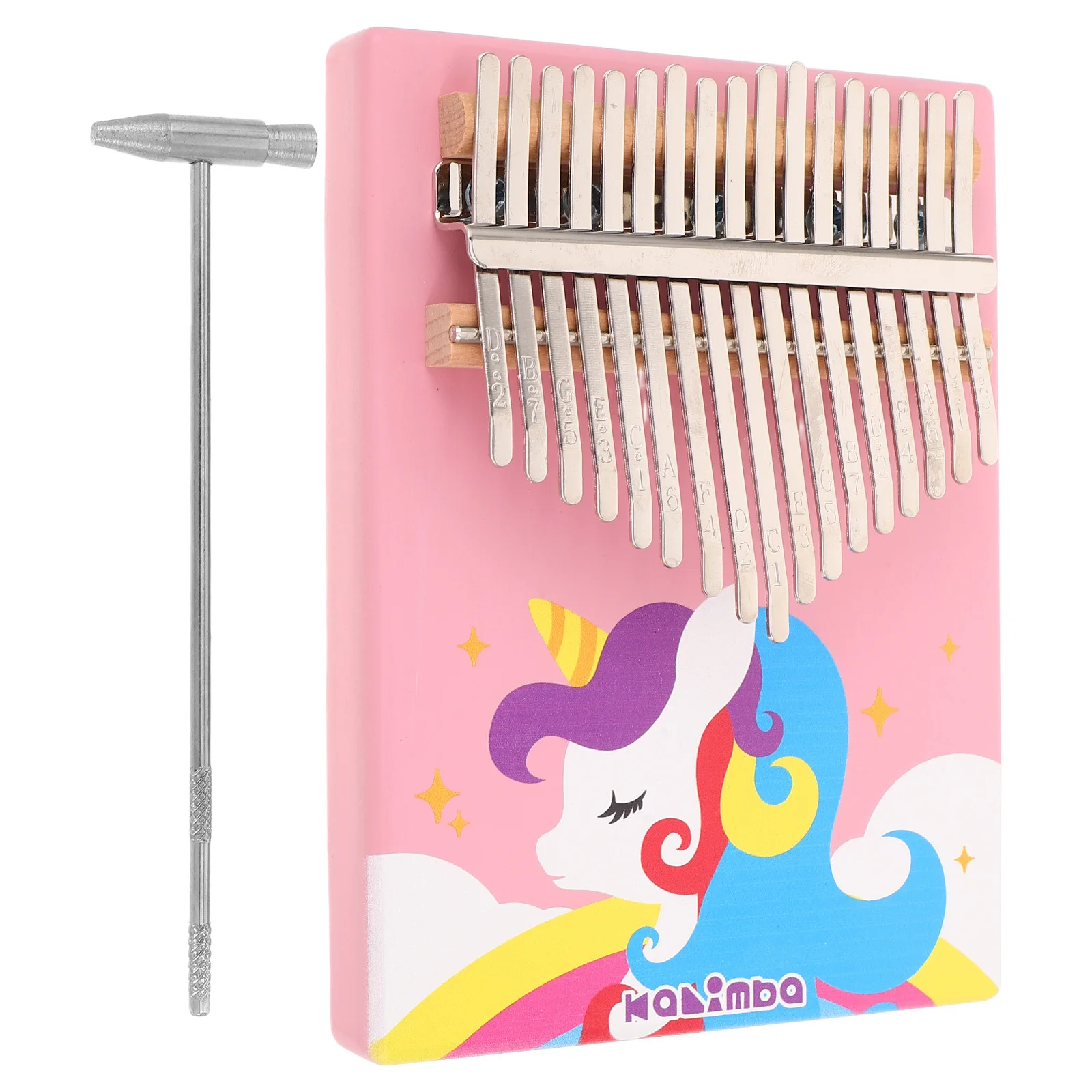

Pink Cartoon Kalimba Thumb Piano Solid Wood Musical Instrument for Beginners Portable Mini Finger Keyboard
