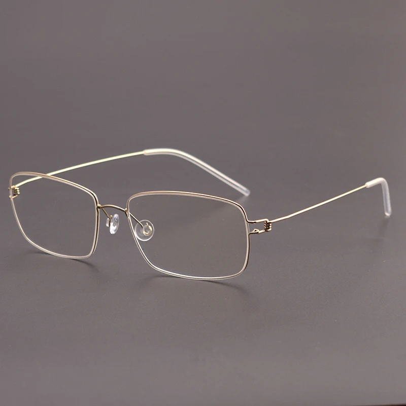 Dinamarca Screwless Titanium Square Glasses Frame, óculos finos, óculos de prescrição de leitura, óculos para homens e mulheres, moda