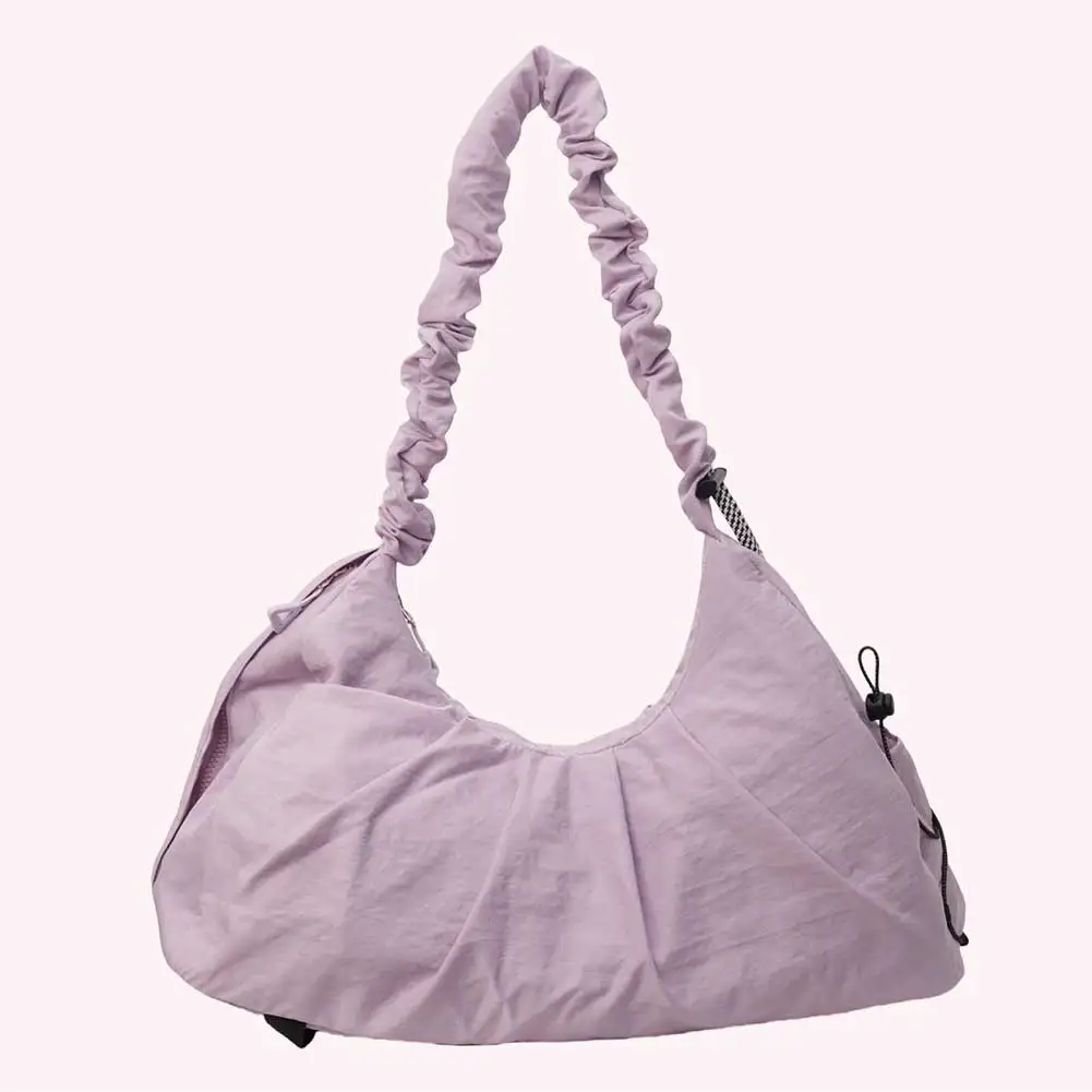 

Women Fashion Shoulder Bag Large Capacity Gym Fitness Bag Solid Color Travel Tote Bag Ruched Travel Bag Canvas Shoulder Purse