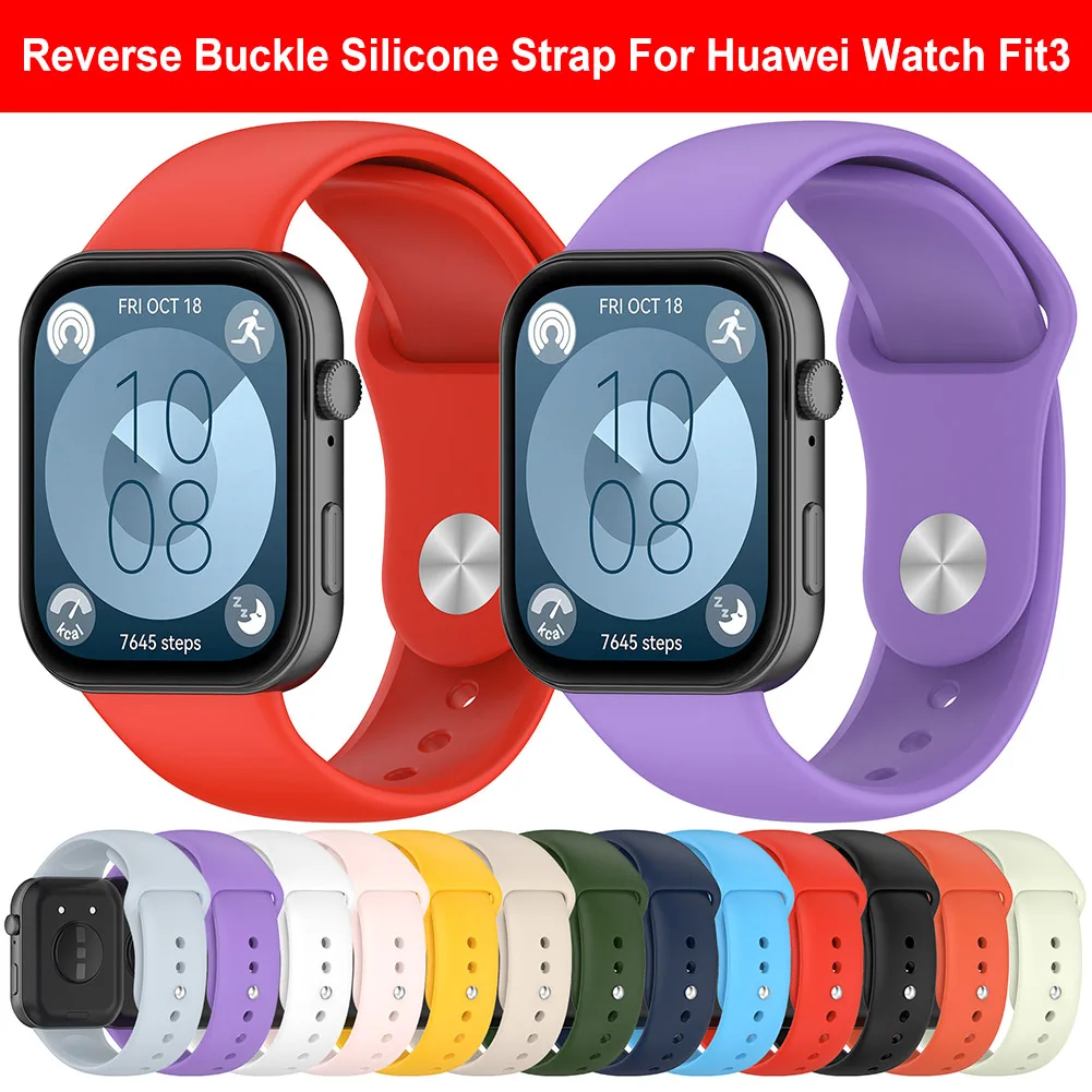 Silicone Sport Strap Comfortable Sport Strap Adjustable Replacement Sport Watchband Bracelet Wristband for Huawei Watch FIT 3
