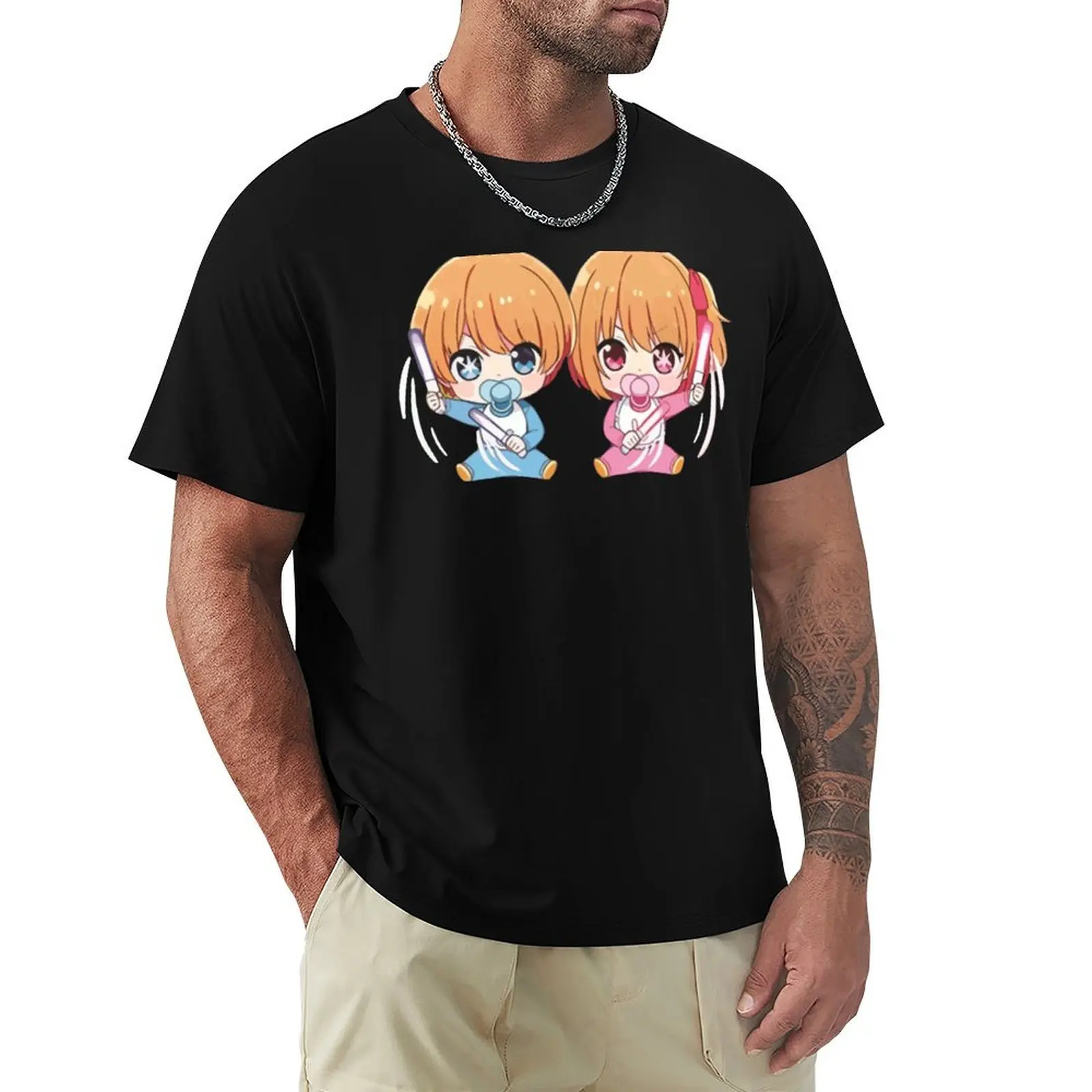 Camiseta My Idols Child oshi no ko Chibi Baby Hoshino Ruby Aqua, camiseta de talla grande de color liso