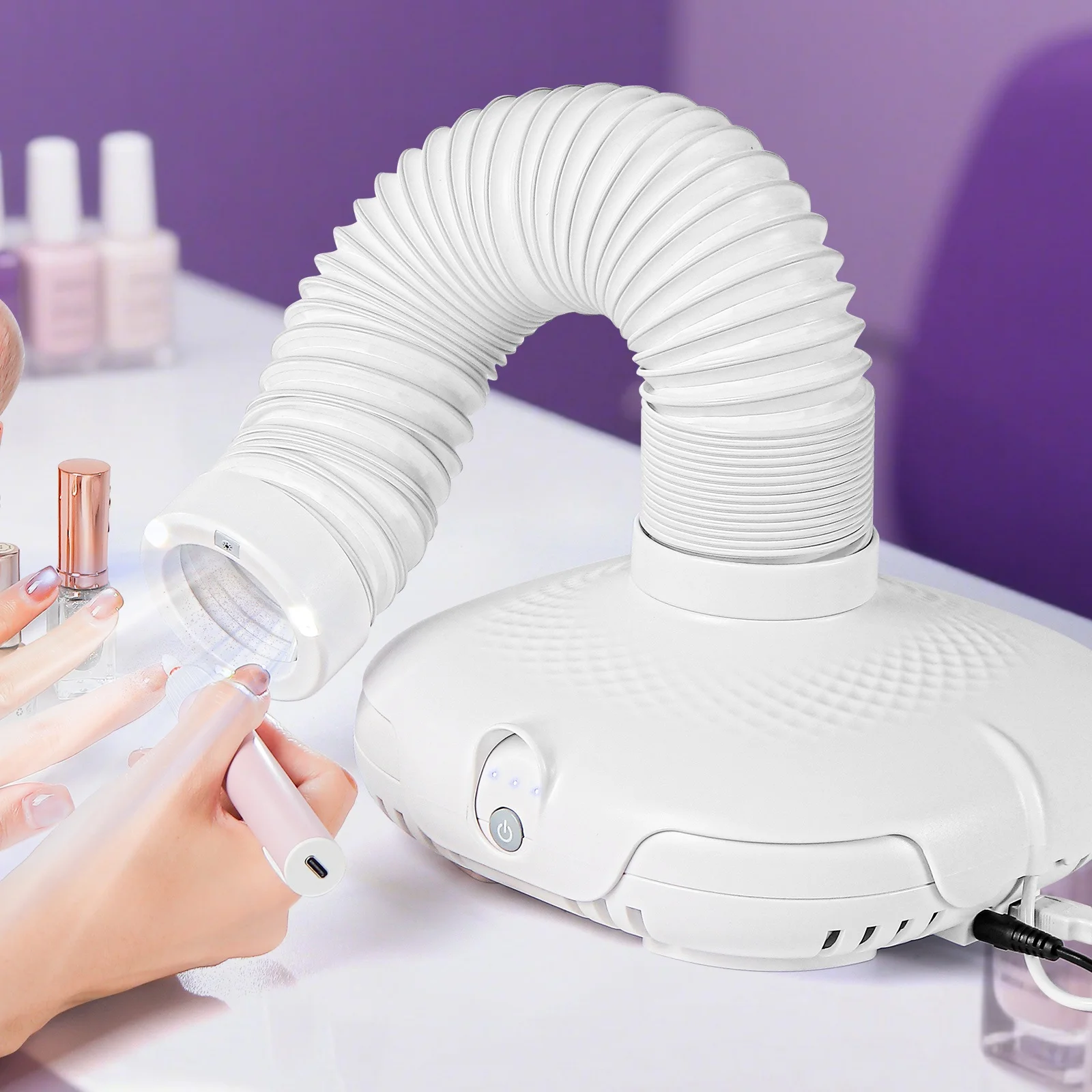 

130 Вт бесщеточный пылесборник для ногтей, мощный всасывающий пылесос с трубкой, локоть, вентилятор для маникюра, дизайн ногтей, маникюр