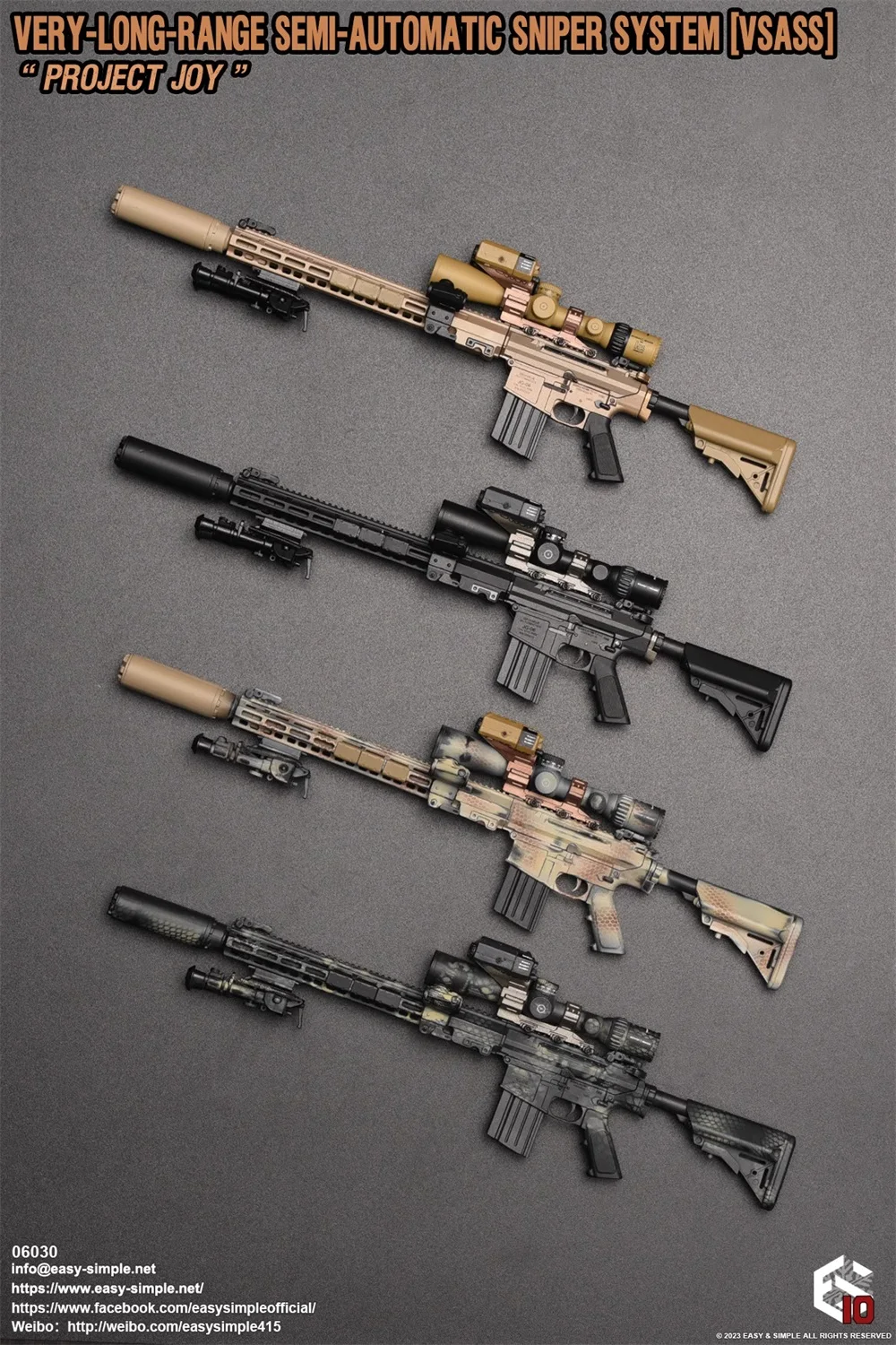 1/6 EASY&SIMPLE ES 06030 VSASS Weapon Set 10th Anniversary PVC Material Mini Toys Model Can't be Fired For Doll Scene Component