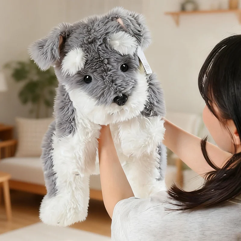 Simualtion Schnauzer Plush Lying Dog Animal Fluffy Doll Long Hair Sofa Pillow High Quality Gifts - view 4