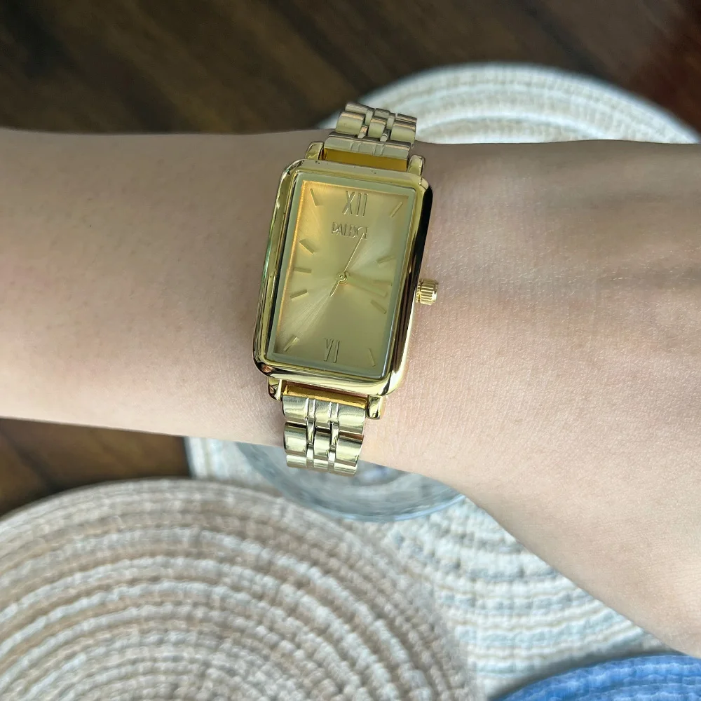 Business Minimalist Women's Watch High-end Temperament Rectangular Gold White Dial Small Bracelet Ladies' Quartz Wristwatches