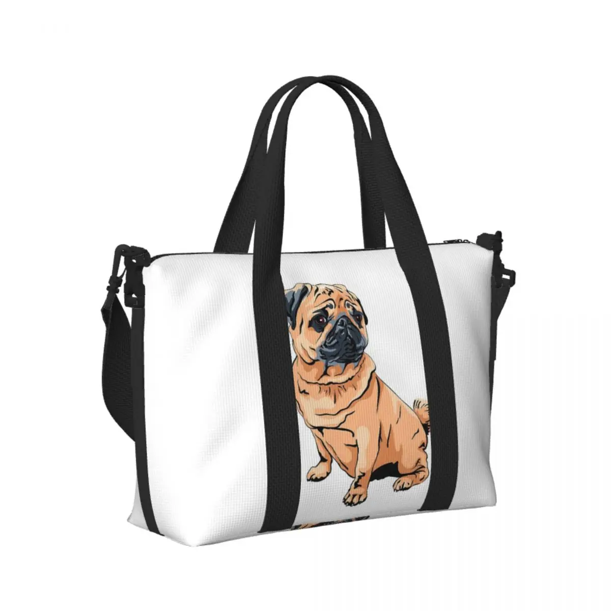 

Pug Design For Pug Moms Or Other Dog Lovers Beach Travel Bag Large Capacity Tote Bags for Gym Women Shopping Duffle Shoulder Bag