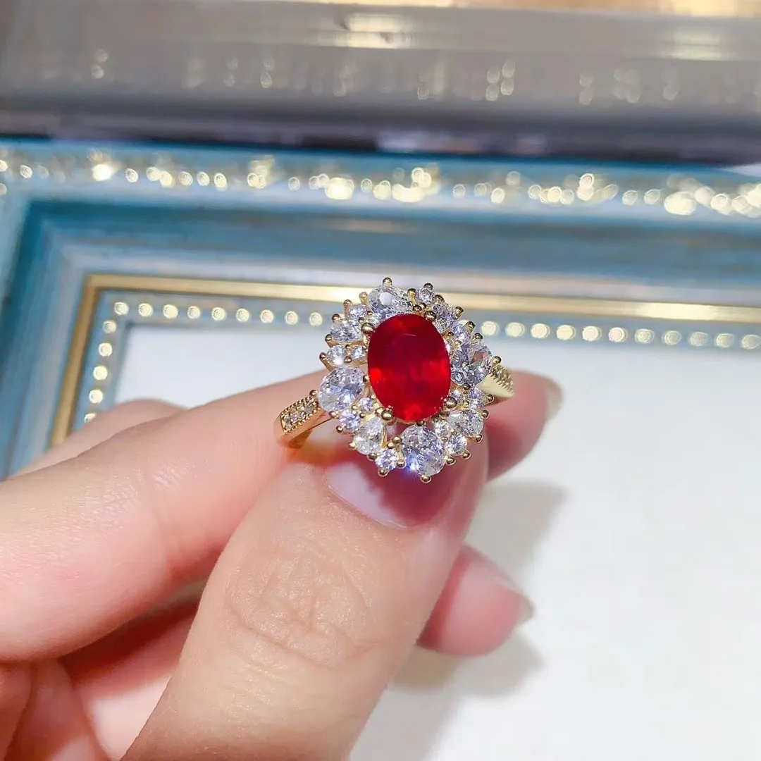 

Embrace Timeless Beauty A Luxurious Designer Ring Featuring A Captivating Natural Ruby Premium S925 Sterling Silver