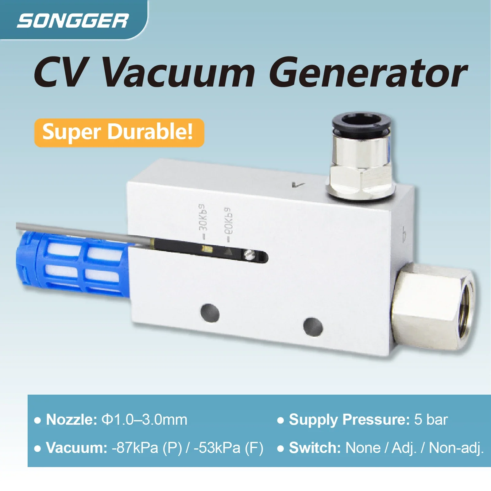 CV Vacuum Generator EV Negative Pressure Large Flow Vacuum Valve Suction Cup Large Suction Controller 10 15 20 HS CK