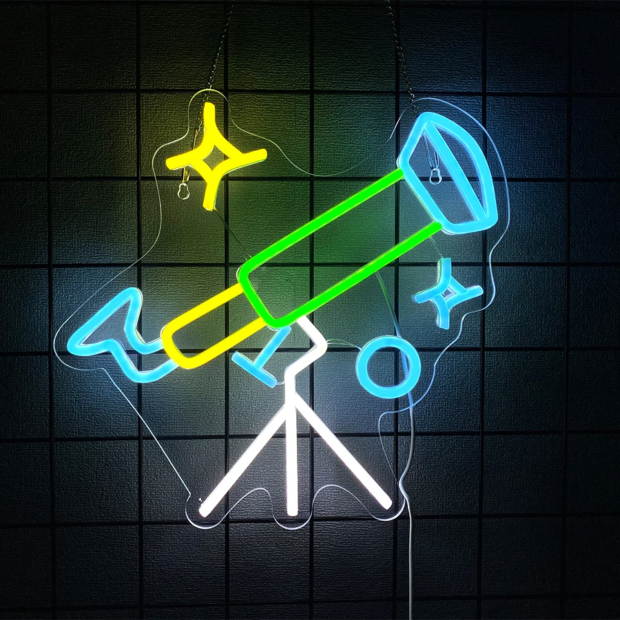 Astronomical Telescope Neon Sign For Wall Decor,Led Neon Light For Bedroom,Game Room,Man Cave,Bar,Club,Holiday Gift For Friends