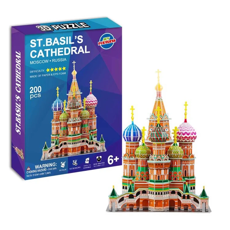 ST. Basil's Cathedral Church of The Savior on Spilled Blood 3D Paper Puzzle Building Model Toy Russia St. Petersburg Travel Gift