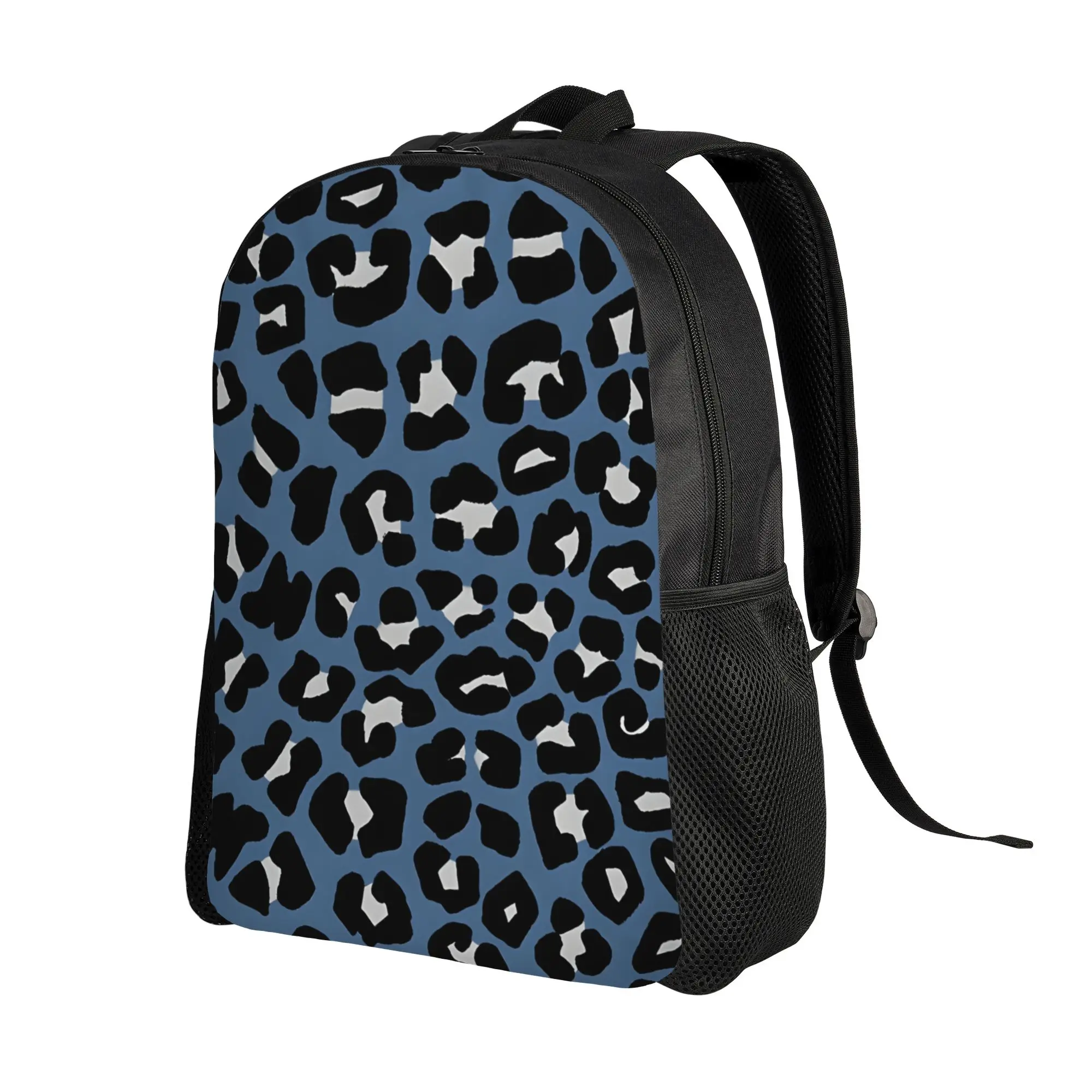Leopard Print Daypack Back to school season Grey And Blue Leopard Spots Print  Snack Storage Backpack