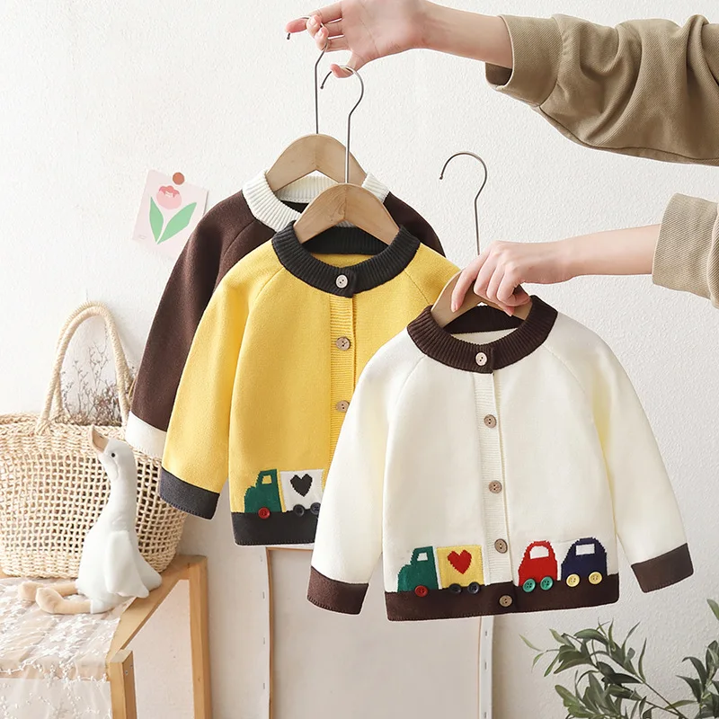 

Осенний детский свитер с рисунком автомобиля в стиле пэчворк, осенний трикотаж для мальчиков 1-8 лет, одежда с длинными рукавами, детские свитера, детские топы IY12081