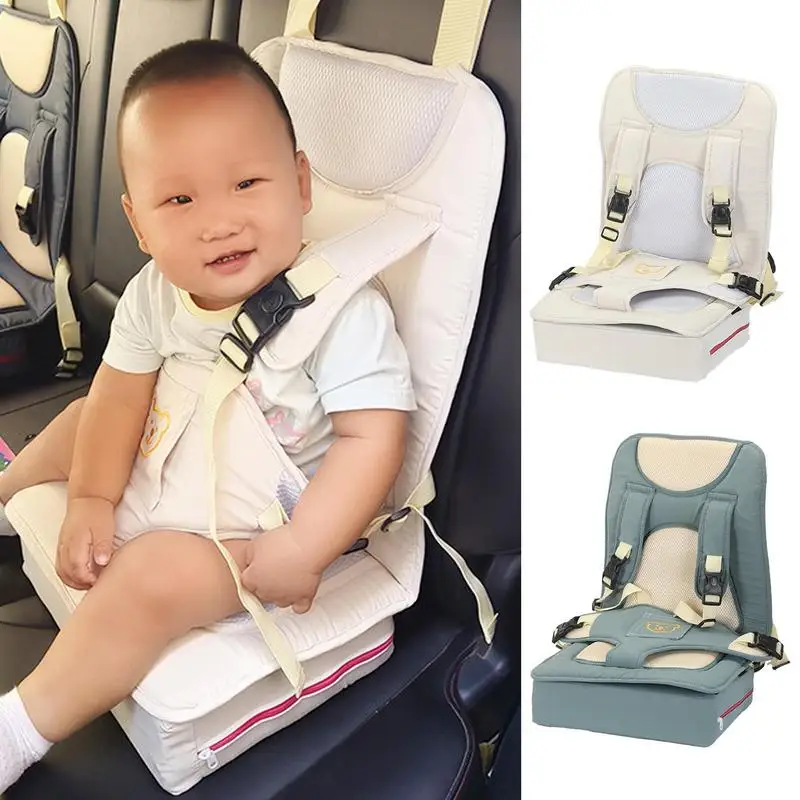 Cuscino per seggiolino auto per bambini Sedile rialzato da pranzo per bambini con cintura fissa Sedia da pranzo portatile Sedile rialzato imbottito in spugna