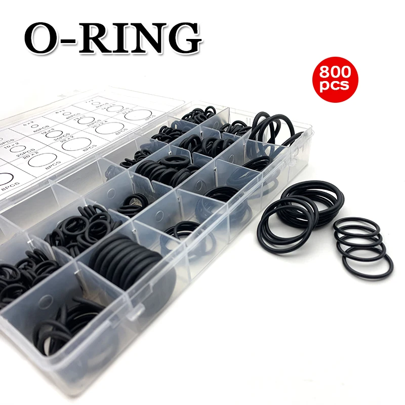 800pcs Rubber O Ring Assortment Kits 18 Sizes Sealing Gasket Washer Made of Nitrile Rubber NBR for Automotive Repair, Plumbing