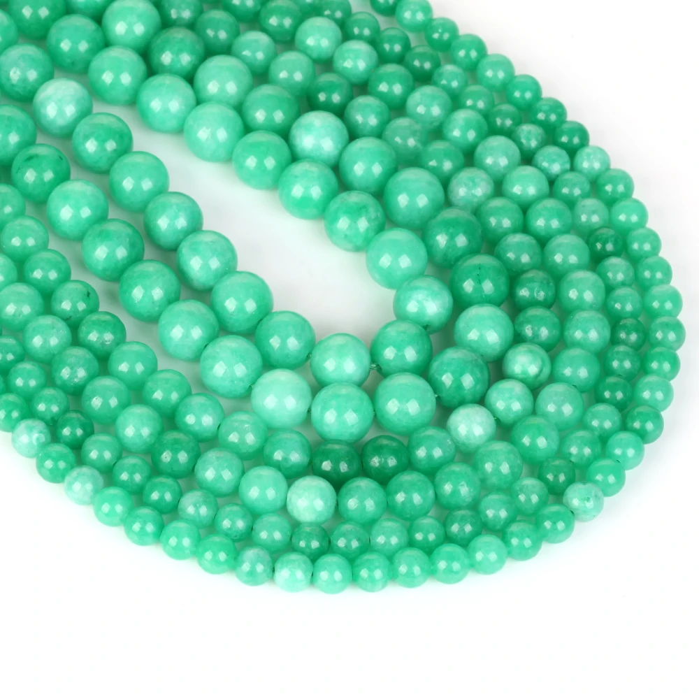 Natursteinperlen, 6/8/10 mm, grüner Chalcedon, runde lose Abstandsperlen für die Schmuckherstellung, DIY-Armbänder, Ohrringe, Zubehör