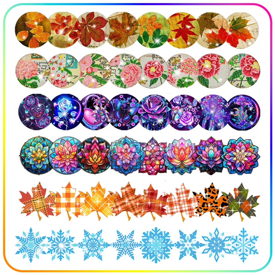 

RUOPOTY Coasters Diamond Painting Set,Flowers Leaves,Waterproof,8pcs,Diamond Mosaic,Diy Crafts,Cup,Gift,Kitchen Home Accessories