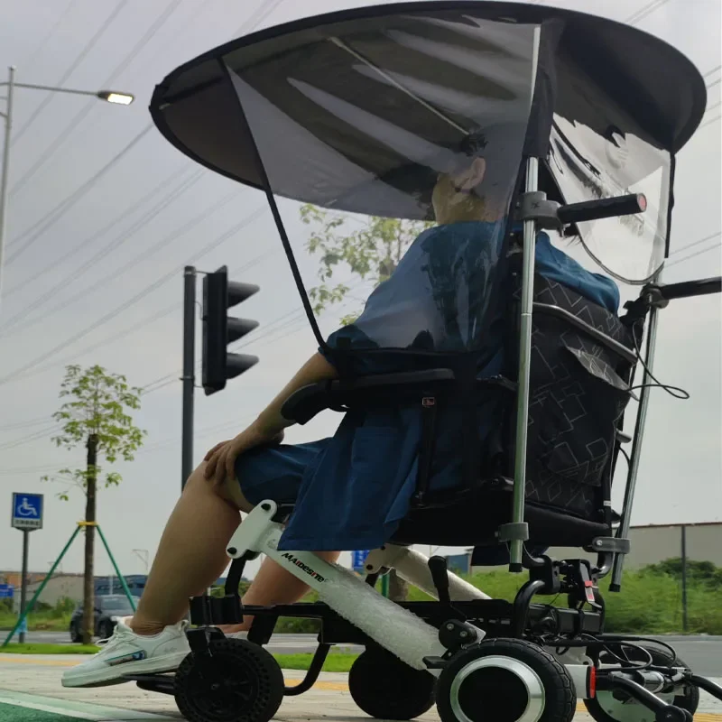 Electric Wheelchair Special Sunshade Canopy Umbrella Frame Raincoat Intelligent Fully Automatic Elderly Mobility