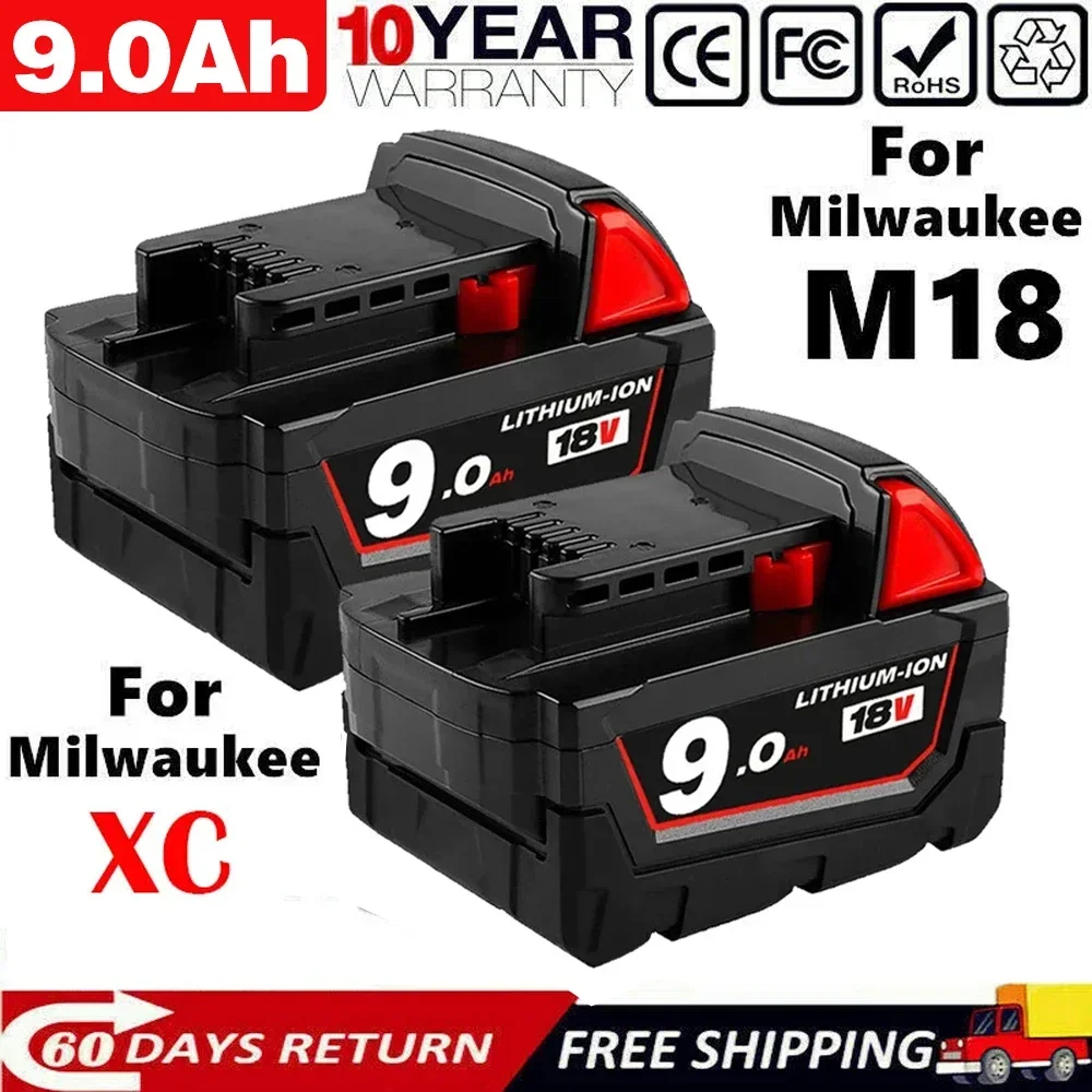 For Milwaukee M18 M18B6 18V XC 9Ah 6Ah Li-ion Battery 48-11-1860 /Charger rechargeable battery