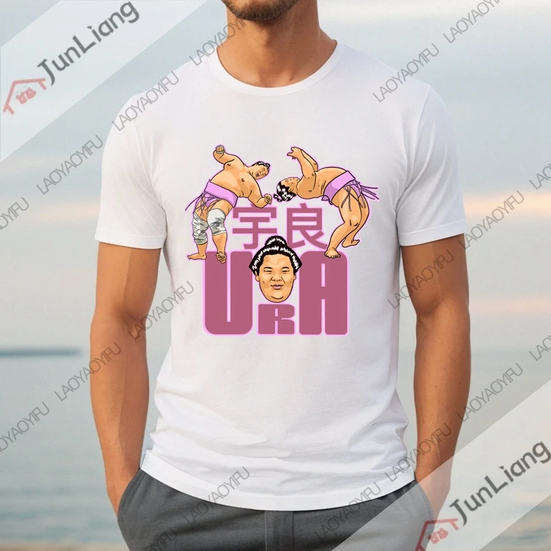 Ura Japanese Sumo Wrestler Short Sleeve Tee Essential Men's Shirts Y2k Oversized T-shirt Mens Clothes Streetwear Manga Clothing