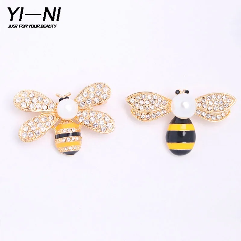 1Pc Honey Bee Brooch Pins Bag Clothes Lapel Pin Cute Insect Pins with Faux Pearl Fashion DIY Jewelry Making Gifts