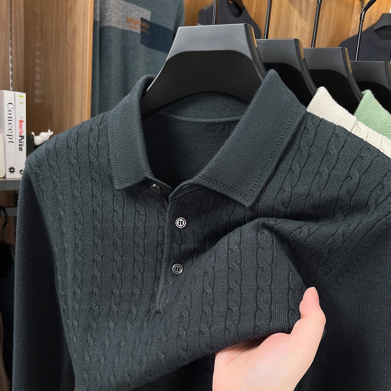 الرجال الخريف طويلة الأكمام عالية الجودة تريكو سترة متعددة الألوان التلبيب الجاكار رائعة السترة أزياء الرجال الملابس