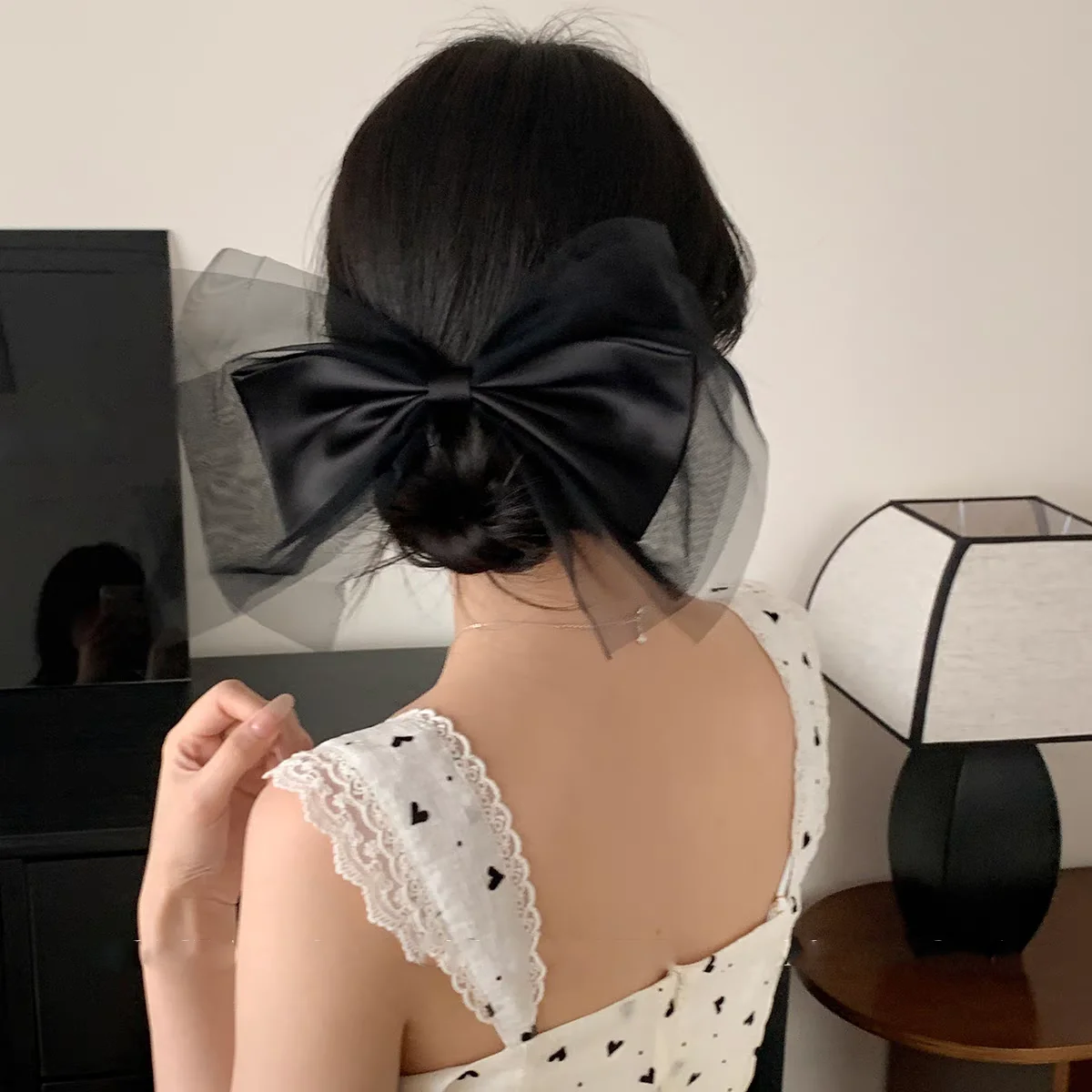 AWAYTR Mesh Lace Bow Tie Hairpins Cute Floral Headwear Romantic Hair Accessories Girl Side Bangs Clip Sweet Hair Clips